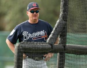 Braves pitching coach Kevin Seitzer on Saturday, Feb 17, 2018, at the ESPN Wide World of Sports Complex in Lake Buena Vista. (Curtis Compton / Tribune News Services)