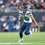 Seahawks receiver Tyler Lockett (16) runs with after a catch against the Chicago Bears at Soldier Field on Thursday, Dec. 26, 2024. (Photo courtesy of the Seattle Seahawks)