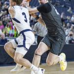 Glacier Peaks Zachary Albright has the ball knocked away by Gonzaga Preps Hudson Floyd during the 4A boys semifinal game on Friday, March 7, 2025 in Tacoma, Washington. (Olivia Vanni / The Herald)