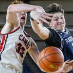 Glacier Peak’s Zachary Albright reaches out for a rebound during the 4A boys quarterfinal game against Camas on Thursday, March 6, 2025 in Tacoma, Washington. (Olivia Vanni / The Herald)