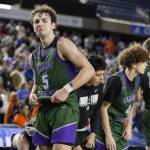 Edmonds-Woodways Cam Hiatt becomes emotional after losing the 3A boys championship game to Rainier Beach on Saturday, March 8, 2025 in Tacoma, Washington. (Olivia Vanni / The Herald)