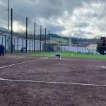 Monroe freshman pitcher Addelyn Bryant releases a pitch to Glacier Peak's Emma Hirshorn in the bottom of the seventh inning of Monroe softball's 3-0 win in Monroe, Washington on March 13, 2025. (Joe Pohoryles / The Herald).