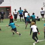 Washington Wolpack quarterback Joe Hess throws a pass during the Arena Football One teams practice at Snohomish Sports Dome on Thursday, March 13, 2025. (Aaron Coe / The Herald)
