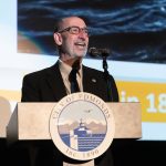 Edmonds Mayor Mike Rosen gives his State of the City address on Thursday at The Edmonds Theater. (Will Geschke / The Herald)