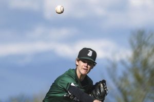 Jackson’s Austin Halvorson (22) pitches during a baseball game between Jackson and Glacier Peak at Glacier Peak High School on Tuesday, April 16, 2024 in Snohomish, Washington. Glacier Peak won, 5-3. (Annie Barker / The Herald)