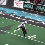 Southwest Kansas defensive back Michael Lawson (4) breaks up a pass intended for Washington receiver Josh Meier (0) in the Wolfpacks 63-33 loss at Angel of the Winds Arena on March 16, 2025. (Aaron Coe / The Herald)