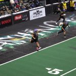 Manny Higuera (53) kicks off the 2025 season for the Washington Wolfpack at Angel of the Winds Arena on March 16, 2025. (Aaron Coe / The Herald)