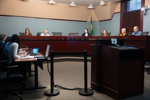 Everett City Council on Wednesday, March 19 in Everett, Washington. (Will Geschke / The Herald)
