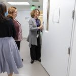 Dr. Katie Gilligan opens one of the seclusion rooms in the Mukilteo Evaluation and Treatment Center on Monday, March 24, 2025 in Mukilteo, Washington. (Olivia Vanni / The Herald)