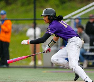 Lake Stevens’ Julian Wilson runs out of the box on a base knock during a game on Saturday, May 4, 2024, in Lake Stevens, Washington. (Ryan Berry / The Herald)