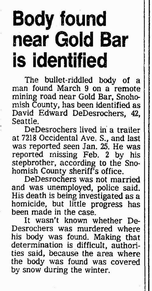 A clipping from an edition of the Seattle Daily Times in 1982. (Photo provided)