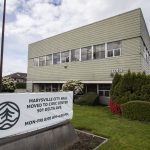 The former Marysville City Hall building along State Avenue on Tuesday, April 30, 2024 in Marysville, Washington. (Olivia Vanni / The Herald)