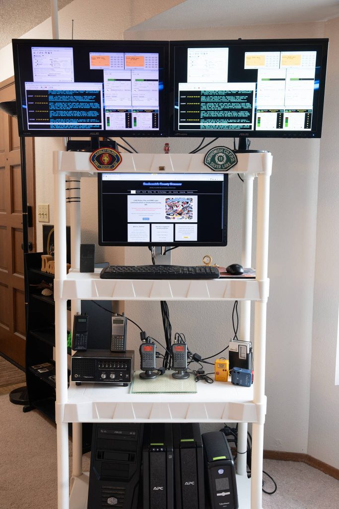 Daron Johnsons Snohomish County Scanner setup on Tuesday, April 1 in Everett, Washington. (Will Geschke / The Herald)