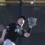 Jacksons Ashton Bergman makes a catch during the game against Edmonds-Woodway on Wednesday, April 2, 2025 in Edmonds, Washington. (Olivia Vanni / The Herald)