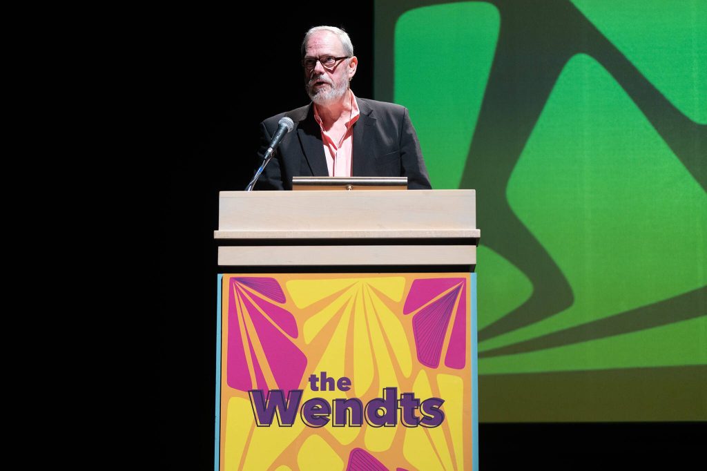 Leland Dart speaks during the Wendt & Mayors Arts Awards on Thursday in Everett.
