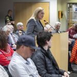 Natalie Reber, with the Master Builders Association, gives public comment to the Snohomish County Council about the proposed wetland ordinance amendments on Wednesday, Jan. 15, 2025 in Everett, Washington. (Olivia Vanni / The Herald)