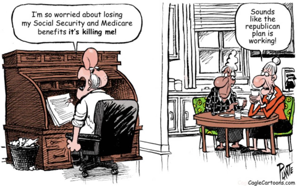 An elderly man worries about Social Security, GOP, Republican Party, DOGE, Elon Musk, President Donlad J. Trump, RNC, MAGA