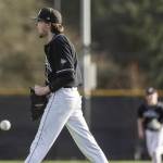 Jackson’s Drew Pepin yells after striking out the final batter to end the game against Edmonds-Woodway on Wednesday, April 2, 2025 in Edmonds, Washington. (Olivia Vanni / The Herald)