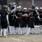 Jackson’s Allie Thomsen (22) celebrates a homerun during a prep softball game between Stanwood and Jackson at Henry M. Jackson High School on Tuesday, April 2, 2024 in Mill Creek, Washington. Jackson won, 6-0. (Annie Barker / The Herald)