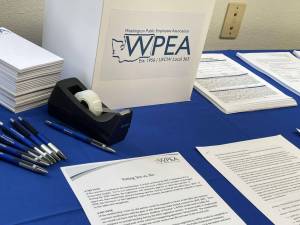 Members of the Washington Public Employees Association will go without a wage hike for a year. They turned down a contract last fall. They eventually ratified a new deal in March, lawmakers chose not to fund it in the budget. (Jerry Cornfield/Washington State Standard)