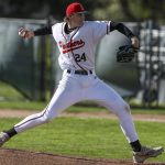 Snohomish’s Luke Davis (24) pitches during a District 1 3A baseball game between Meadowdale and Snohomish at Snohomish High School on Monday, April 30, 2024 in Snohomish, Washington. Snohomish won, 3-1. (Annie Barker / The Herald)