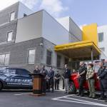 Snohomish County officials holds a press conference outside of the new Snohomish County 911 building on Wednesday, April 30, 2025 in Everett, Washington. (Olivia Vanni / The Herald)
