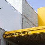 Outside of the new Snohomish County 911 building on Wednesday, April 30, 2025 in Everett, Washington. (Olivia Vanni / The Herald)