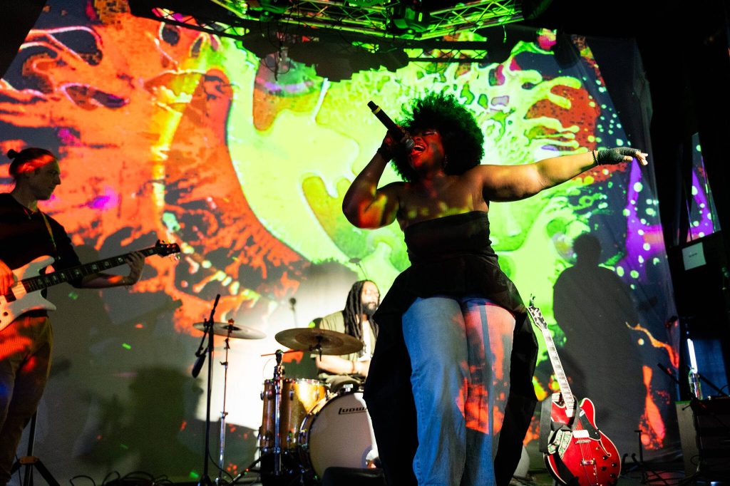 Bear Axe performs at the Fishermans Village Music Festival on Thursday, May 15, 2025 in Everett, Washington. (Will Geschke / The Herald)