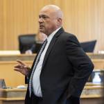Defense attorney David Roberson delivers closing statement during the trial of Christian Sayre at the Snohomish County Courthouse on Thursday, May 8, 2025 in Everett, Washington. (Olivia Vanni / The Herald)