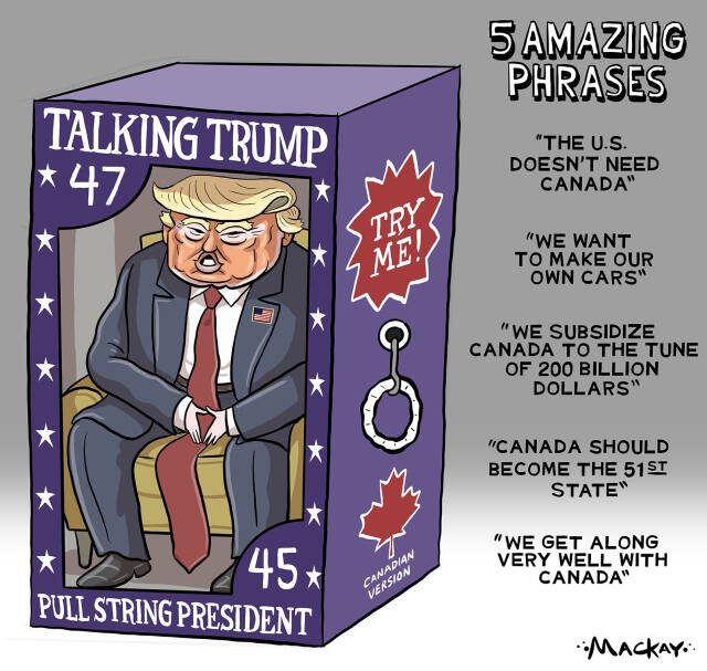 Editorial Cartoon by Graeme MacKay, The Hamilton Spectator – Wednesday May 7, 2025

Pull-String President