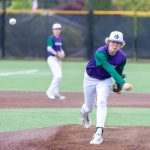 Edmonds-Woodway pitcher Lukas Wanke delivers a pitch during a district baseball playoff game against Monroe on May 10, 2025 at Edmonds-Woodway High School. (Qasim Ali / The Herald)