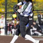 Jacksons Reese Westman hits the ball during the game on Monday, May 12, 2025 in Everett, Washington. (Olivia Vanni / The Herald)