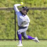 Lake Stevens Alyssa Anderson makes a throw from the outfield during the game against Juanita on Monday, May 12, 2025 in Everett, Washington. (Olivia Vanni / The Herald)