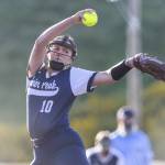 Glacier Peaks Emma Hirshorn throws a pitch during the game against Issaquah on Monday, May 12, 2025 in Everett, Washington. (Olivia Vanni / The Herald)