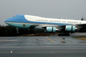 Sarah Weiser / The Herald
Air Force One touches ground Friday morning at Boeing in Everett.
PHOTO SHOT 02172012