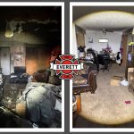 Photos show how a fire damaged a bedroom Thursday, May 15, 2025, in Everett, Washington, while leaving the rest of the apartment untouched  all thanks to a closed bedroom door. (Everett Fire Department)