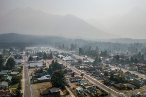 Wildfire smoke builds over Darrington on Friday, Sept. 11, 2020 in Darrington, Wa. (Olivia Vanni / The Herald)