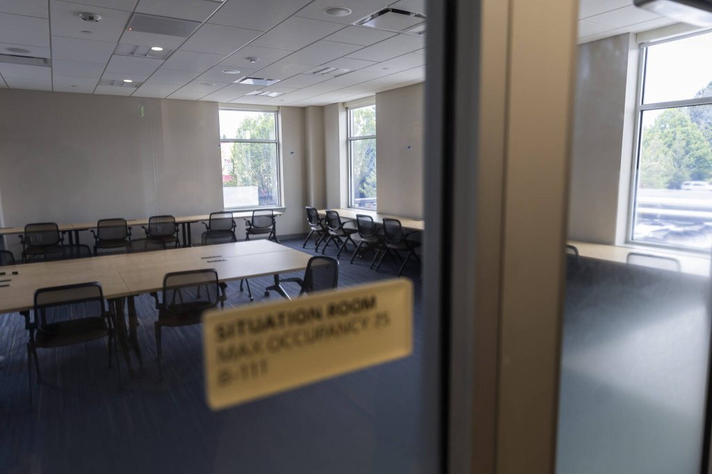A situation room inside the new Snohomish County 911 building on Tuesday, May 20, 2025, in Everett, Washington. (Olivia Vanni / The Herald)