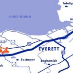 Map provided by Dicks Drive-In 
Dicks Drive-Ins Everett site is north of Airport Road on Highway 99 and will be home to the companys 10th location.