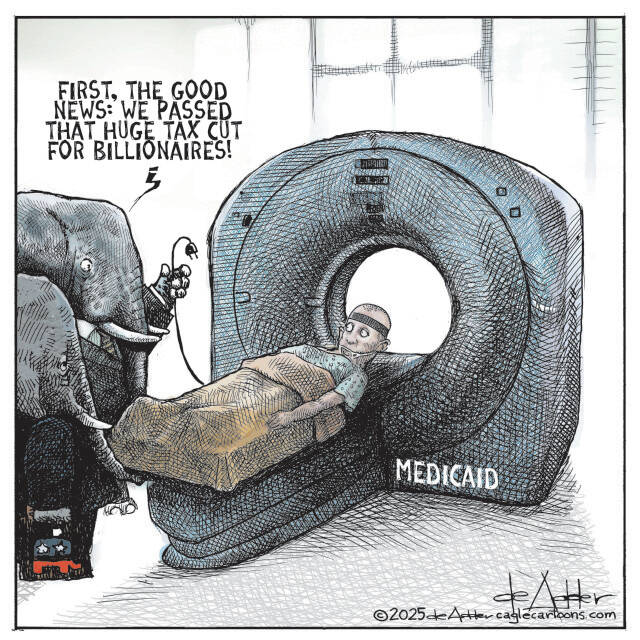 THis is an editorial cartoon by Michael de Adder . Michael de Adder was born in Moncton, New Brunswick. He studied art at Mount Allison University where he received a Bachelor of Fine Arts in drawing and painting. He began his career working for The Coast, a Halifax-based alternative weekly, drawing a popular comic strip called Walterworld which lampooned the then-current mayor of Halifax, Walter Fitzgerald. This led to freelance jobs at The Chronicle-Herald and The Hill Times in Ottawa, Ontario.

 

After freelancing for a few years, de Adder landed his first full time cartooning job at the Halifax Daily News. After the Daily News folded in 2008, he became the full-time freelance cartoonist at New Brunswick Publishing. He was let go for political views expressed through his work including a cartoon depicting U.S. President Donald Trump’s border policies. He now freelances for the Halifax Chronicle Herald, the Toronto Star, Ottawa Hill Times and Counterpoint in the USA. He has over a million readers per day and is considered the most read cartoonist in Canada.

 

Michael de Adder has won numerous awards for his work, including seven Atlantic Journalism Awards plus a Gold Innovation Award for news animation in 2008. He won the Association of Editorial Cartoonists' 2002 Golden Spike Award for best editorial cartoon spiked by an editor and the Association of Canadian Cartoonists 2014 Townsend Award. The National Cartoonists Society for the Reuben Award has shortlisted him in the Editorial Cartooning category. He is a past president of the Association of Canadian Editorial Cartoonists and spent 10 years on the board of the Cartoonists Rights Network.
