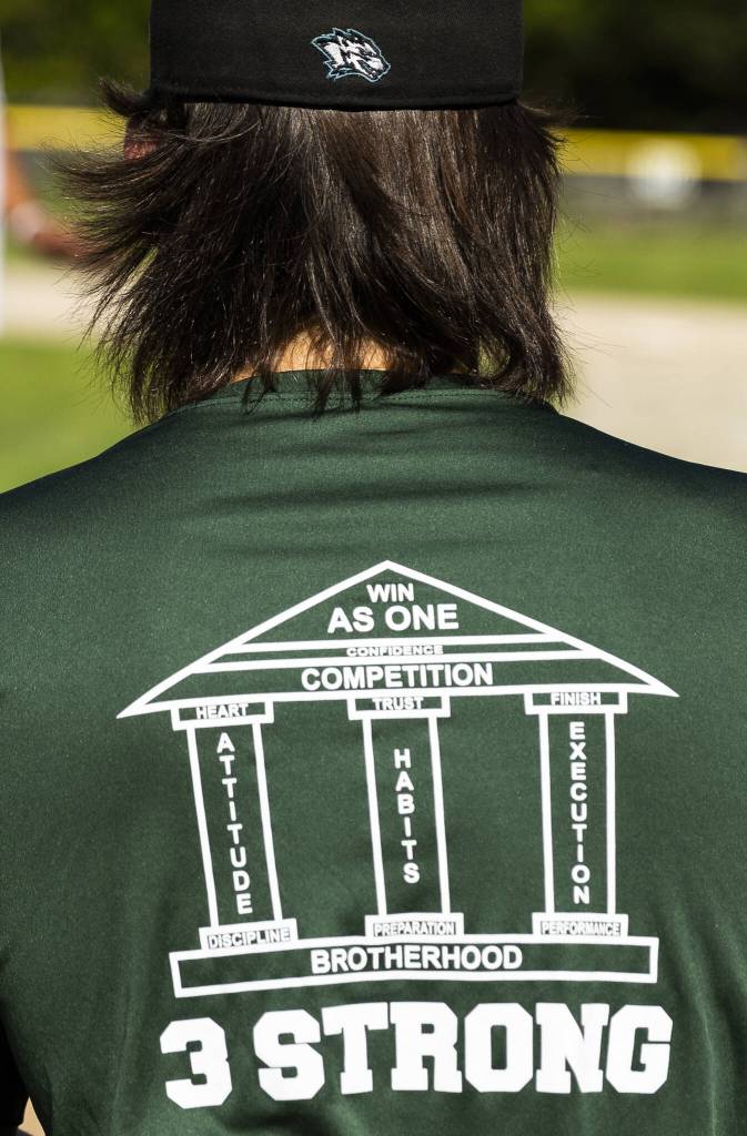 A Jackson player wears a team shirt during practice on Wednesday, May 28, 2025 in Mill Creek, Washington. (Olivia Vanni / The Herald)
