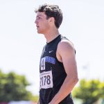 Shorewoods Jaden Marlow walks on the track after the 3A Boys 110 Hurdles final on Friday, May 30, 2025 in Tacoma, Washington. (Olivia Vanni / The Herald)