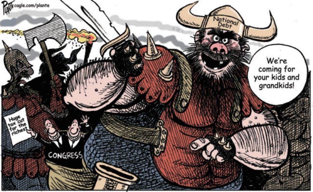 A dangerous horde threatens us, National Debt,  U.S. Congress, billionaires, the richest, 36 trillion dollars, kids, grandkids, huge tax cuts, deficit, grandchildren, children, House of Represemtatives , GOP, RNC, Republican Party, MAGA, bill, House bill