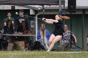 Kimberly Beard of King's prepares to release a throw during the Washington Hammer State Championships at The Evergreen State College in Olympia on Sunday, June 1, 2025. (Photo courtesy of Donna Beard)