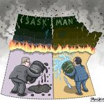 Editorial Cartoon by Graeme MacKay, The Hamilton Spectator – Saturday May 31 2025

As wildfires intensify in Saskatchewan and Manitoba, contrasting leadership styles highlight different approaches to climate change and crisis management.

Prairie Flames: A Tale of Two Leaders

As wildfires intensify in Saskatchewan and Manitoba, contrasting leadership styles highlight different approaches to climate change and crisis management.

As wildfires blaze across Saskatchewan and Manitoba, we're witnessing a stark contrast in how leaders are handling the crisis. The fires are starting earlier, burning hotter, and lasting longer, a sign of changing times tied to climate change. This situation highlights the different paths being taken by the premiers of these two provinces.

In Saskatchewan, Premier Scott Moe is well-known for his support of the oil and gas industry. He argues that these industries are vital for the province's economy. However, his focus on fossil fuels seems outdated when faced with the reality of more intense wildfires. Moe has resisted federal climate policies like carbon pricing, which some see as ignoring the root causes of these worsening fires.

On the other hand, Manitoba’s Premier Wab Kinew is taking a different approach. He has set ambitious goals to reduce emissions and shift towards renewable energy. Kinew’s response to the wildfire crisis includes taking swift action to protect communities, showing a clear understanding of the link between climate change and these natural disasters.

Kinew acknowledges the challenges of moving away from fossil fuels, but his willingness to address these issues head-on reflects a commitment to both the environment and the economy. His leadership suggests a balance between immediate action and long-term planning.

The fires ravaging these provinces remind us of the importance of leadership in the face of climate change. The choices made today will shape the future, and the contrasting approaches of Moe and K