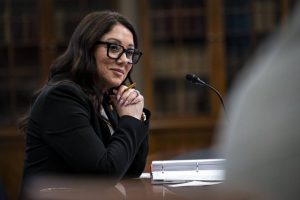 Labor Secretary Lori Chavez-DeRemer testifies during a budget hearing before a House Appropriations subcommittee on Capitol Hill in Washington on Thursday, May 15, 2025. (Al Drago/The New York Times)