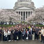 AP government students at Henry M. Jackson High School visited the state Capitol this spring and watched as a resolution they helped draft was adopted in the Senate as part of the Building Bridges Future Leaders Academy. (Josh Estes / Building Bridges)
