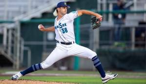 Taylor Dollard of the Everett AquaSox throws a pitch in a 5-2 victory over the Tri-City Dust Devils at Funko Field on Wednesday, June 12, 2025. (Photo courtesy of Shari Sommerfeld / Everett AquaSox)