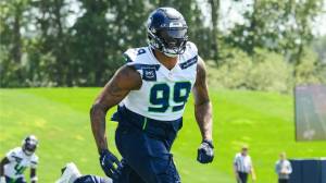 Seahawks defense end Leonard Williams (99) participates in a workout at minicamp at the Virginia Mason Athletic Center on Wednesday, June 11, 2025. (Photo courtesy of Edwin Hooper / Seattle Seahawks)