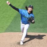 AquaSox pitcher Teddy McGraw delivers a pitch during Everett's 13-1 win against the Tri-City Dust Devils at Funko Field in Everett, Washington on June 15, 2025. The 23-year-old allowed just one walk and struck out four batters over three hitless innings after earning the start in his High-A debut. (Evan Morud / Everett AquaSox)